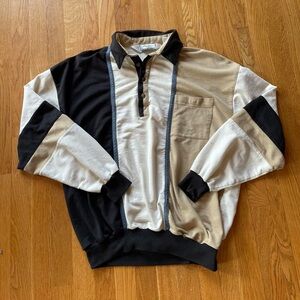 Classics Striped Quarter Button Up Collared Sweater